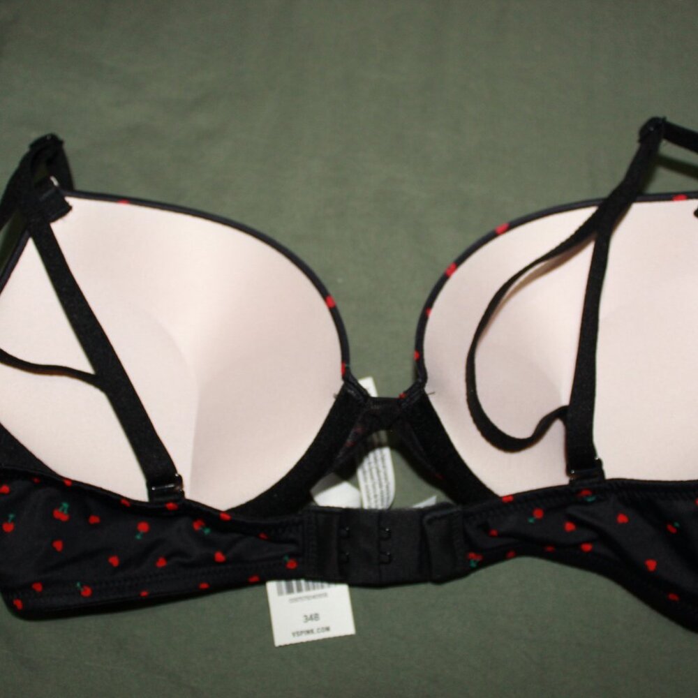 NWT Victoria's Secret PINK Wear Everywhere Black Cherry Super Push Up Bra - Picture 2 of 5
